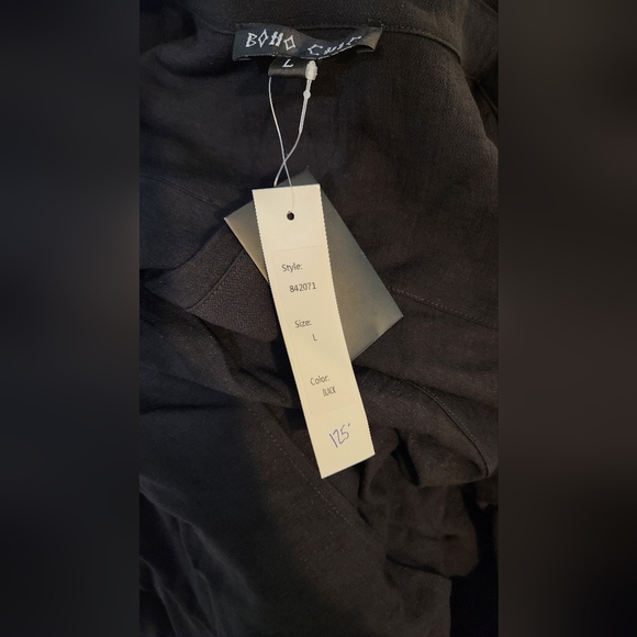 Women's Boho Chic Black Reverse Button-down Shirt L NWT - Picture 9 of 10